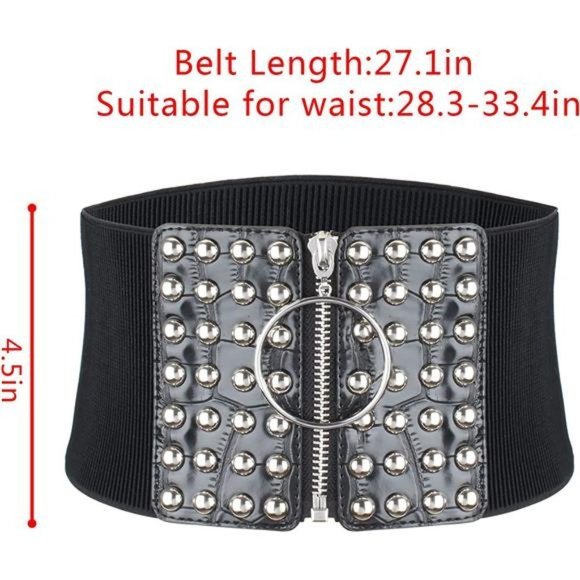 WOMEN'S rivets cinch waist belt, pattern - Picture 2 of 7